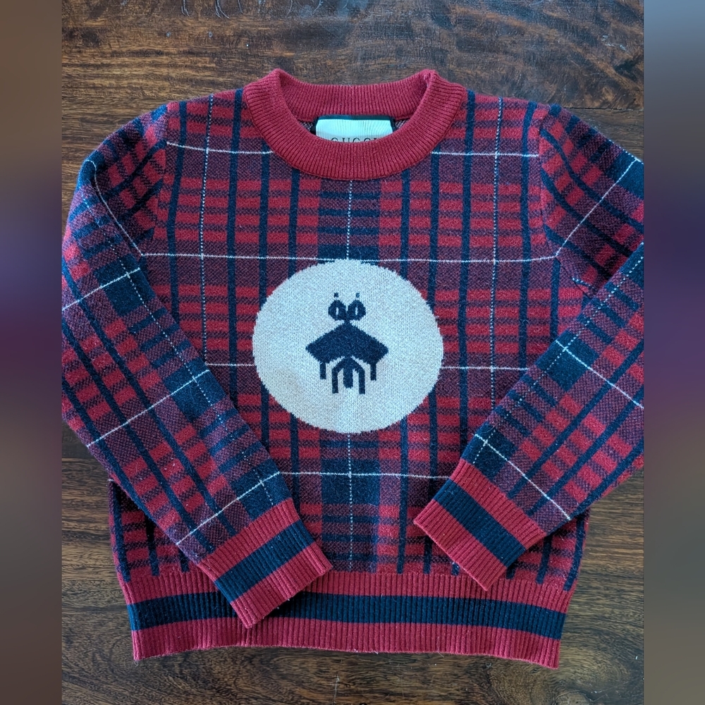 GUCCI Kids Childrens Plaid Sweater Size 8 100% Cotton